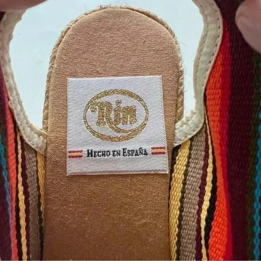 Rin woman’s multicolored Canvas Wedge Stripe Espadrilles made in Spain 3…